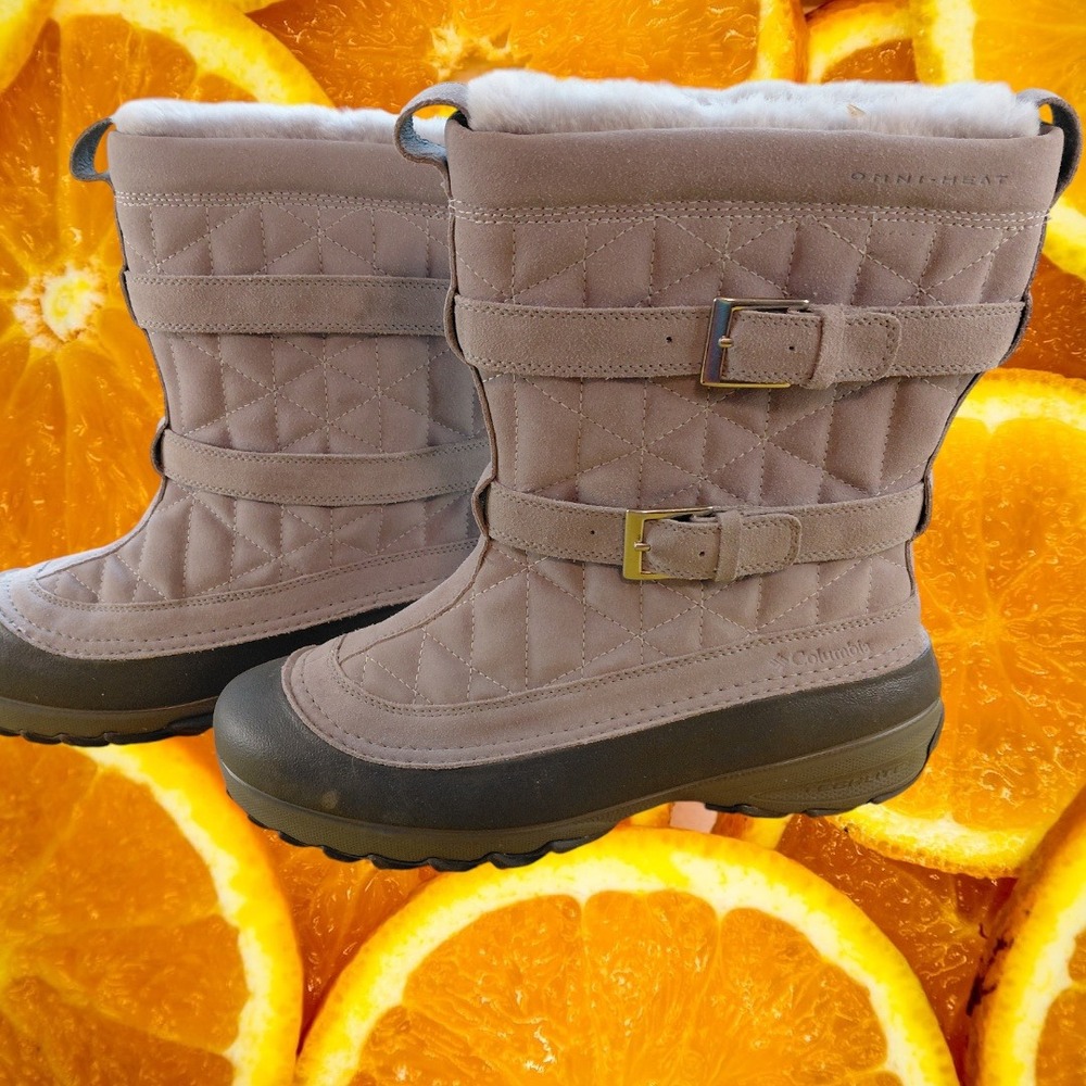 Columbia Omni-Heat Boots Womens Quilted Buckle Detail Faux Fur Trim